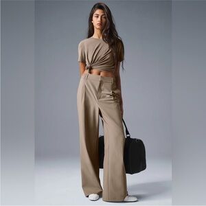 NWT Alo High-Waist Pursuit Trouser in Gravel Regular Inseam